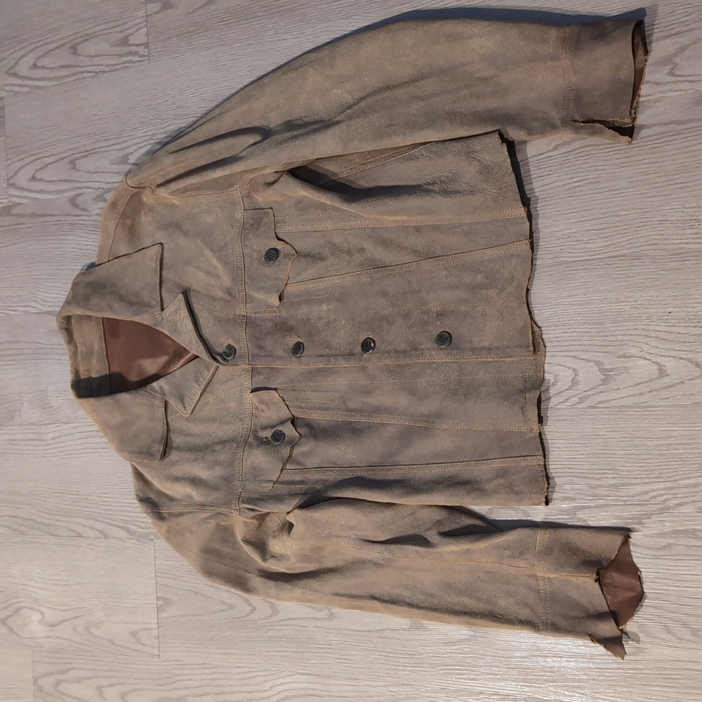Excellent condition Vintage Ice iceberg distressed raw cut leather jacket.RARE